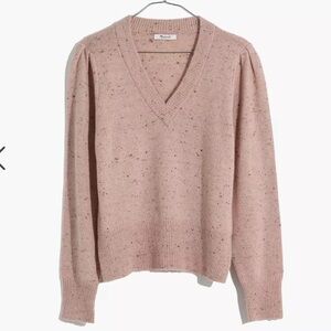 Madewell Donegal Wool Blend Blush Pink V-Neck Sweater